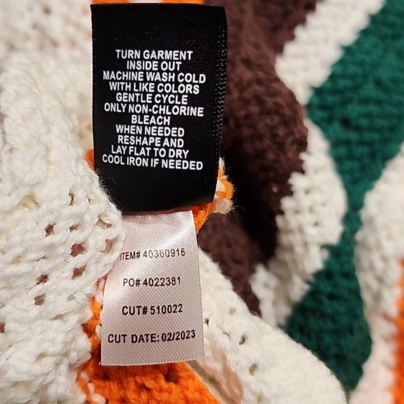 Torrid - Pullover Square Neck Flutter Sleeve Sweater in White with Multi Stripes - Picture 9 of 13